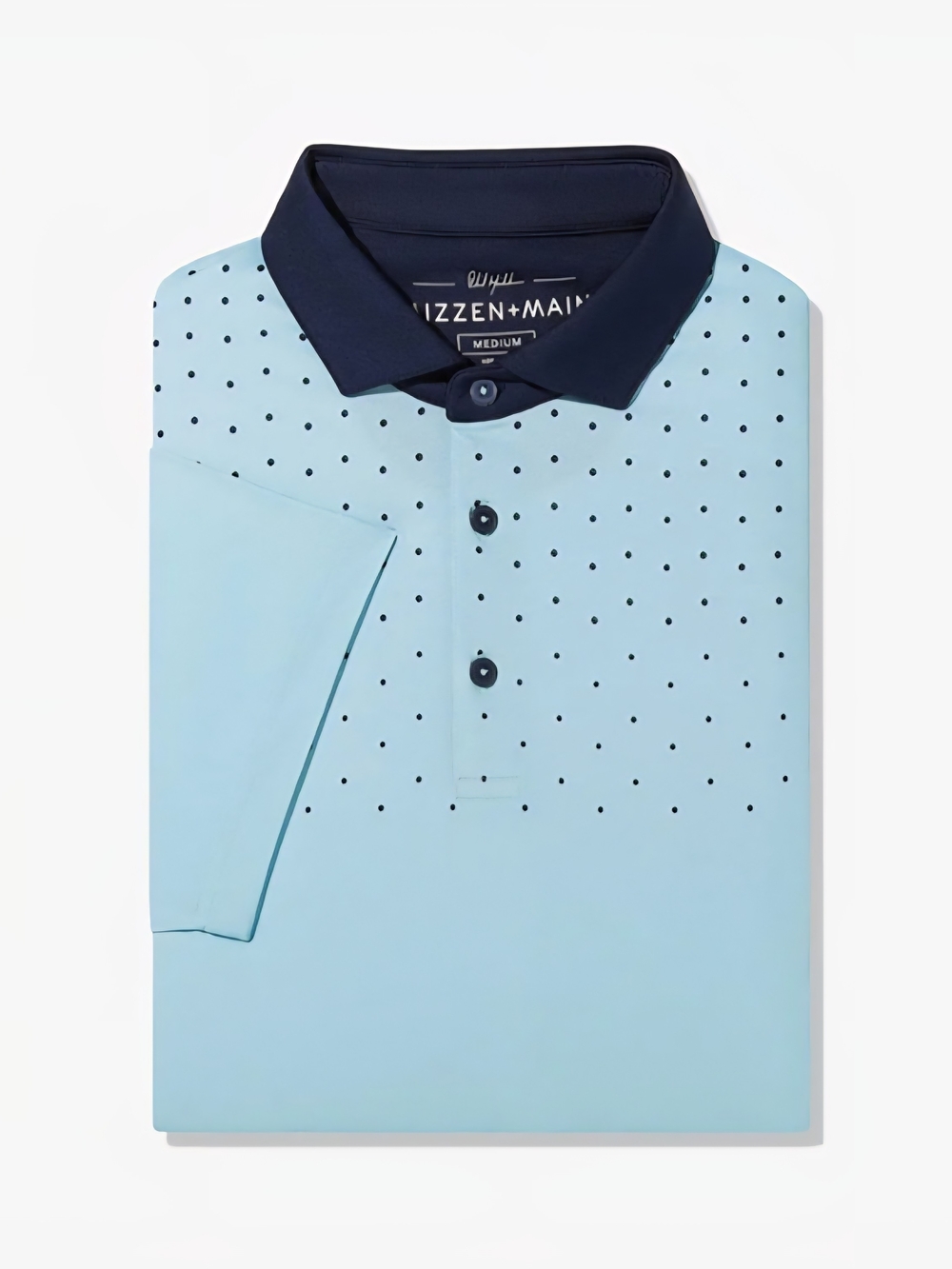 Mizzen+Main Versa Light Blue Performance Polo with Navy Dot Print Size M